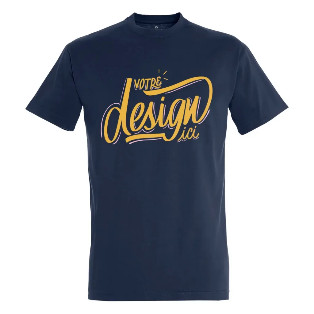 tee-shirt personnalisé HG DTF PRINT bleu marine face impression