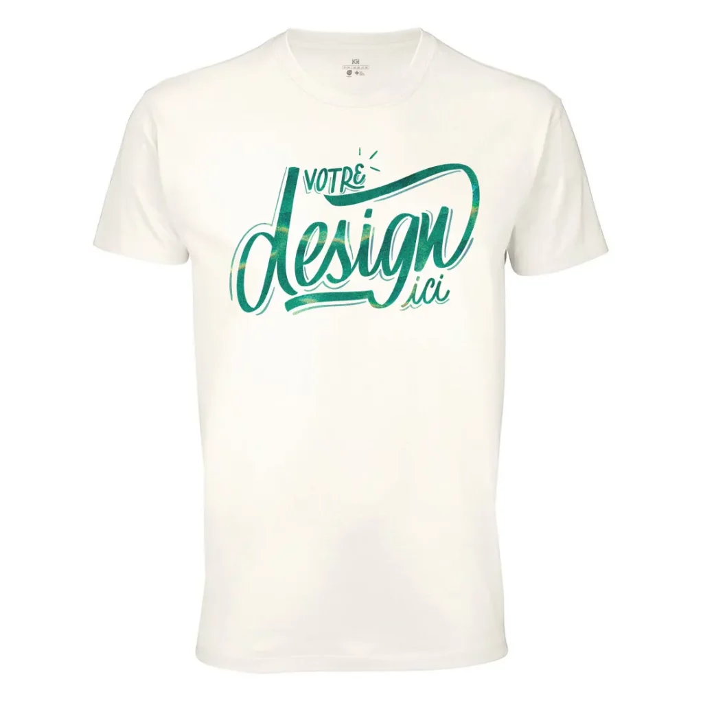 tee-shirt personnalisé HG DTF PRINT crème écru face impression