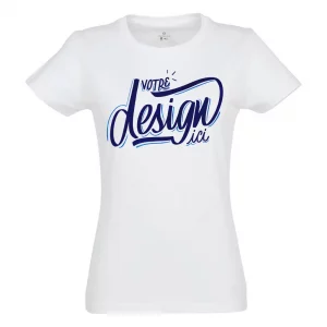 tee-shirt personnalisé HG DTF PRINT blanc coupe femme face impression